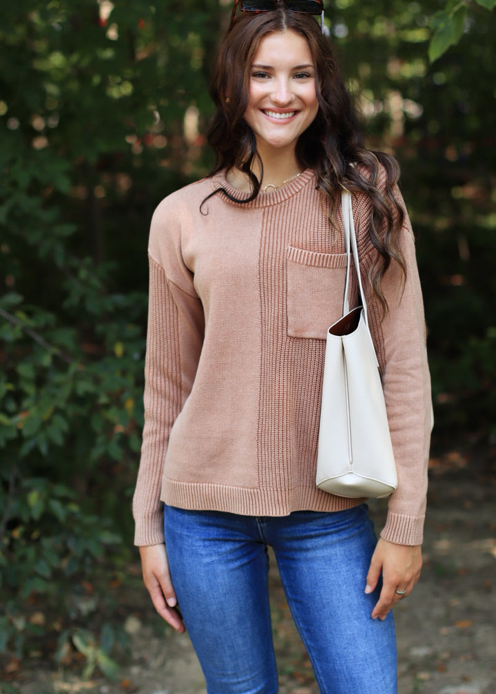 Yasmine Textured Crew Neck Sweater