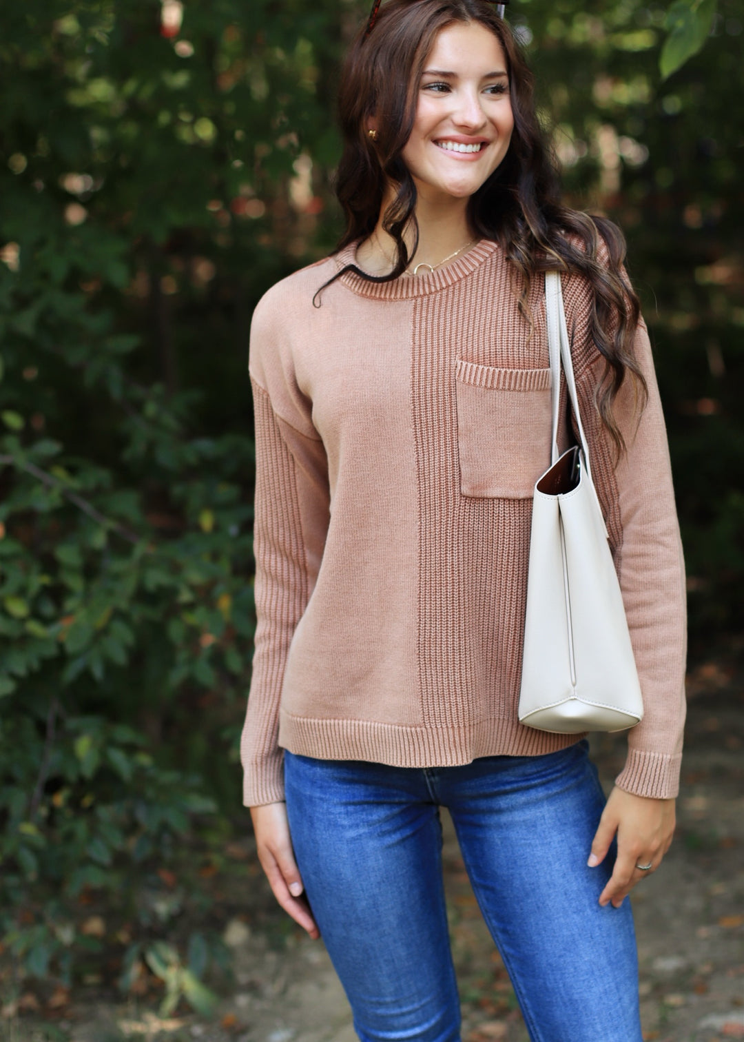 Yasmine Textured Crew Neck Sweater