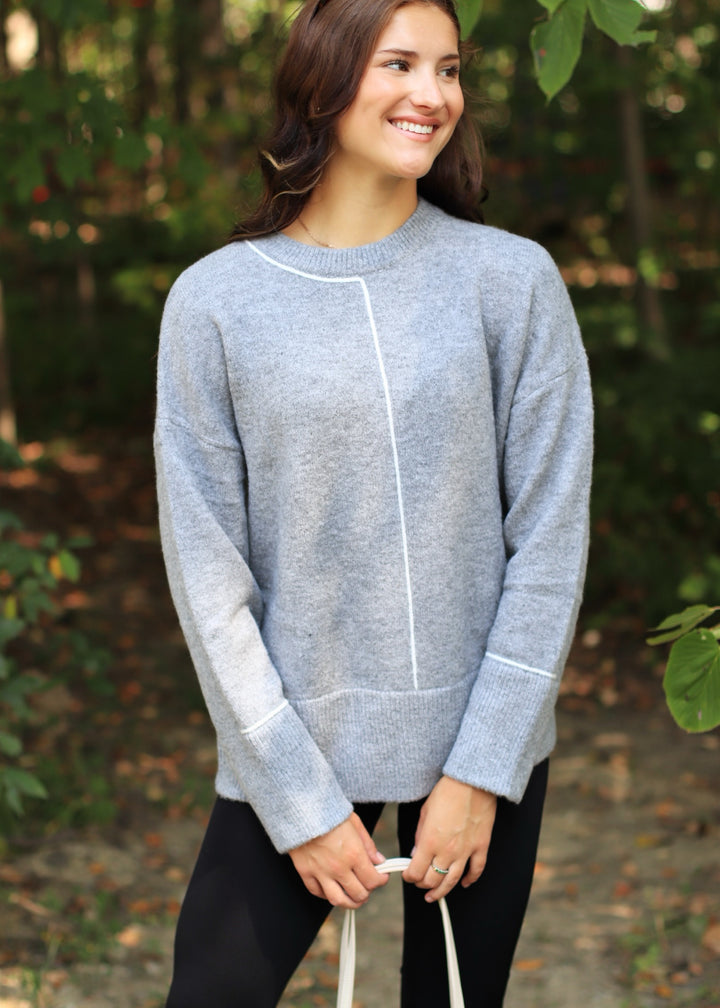 Lila Class Crew Sweater w/ Line Detail