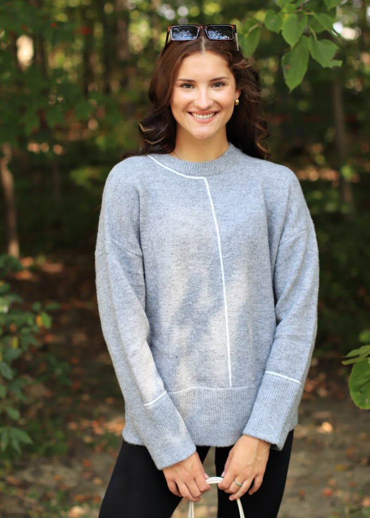 Lila Class Crew Sweater w/ Line Detail