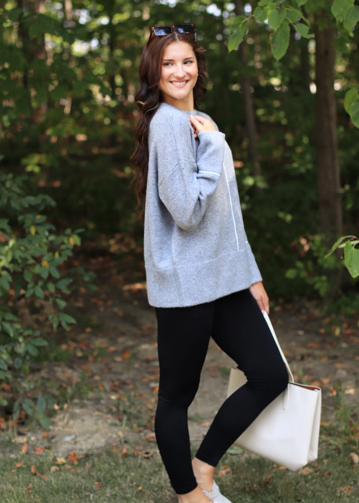 Lila Class Crew Sweater w/ Line Detail