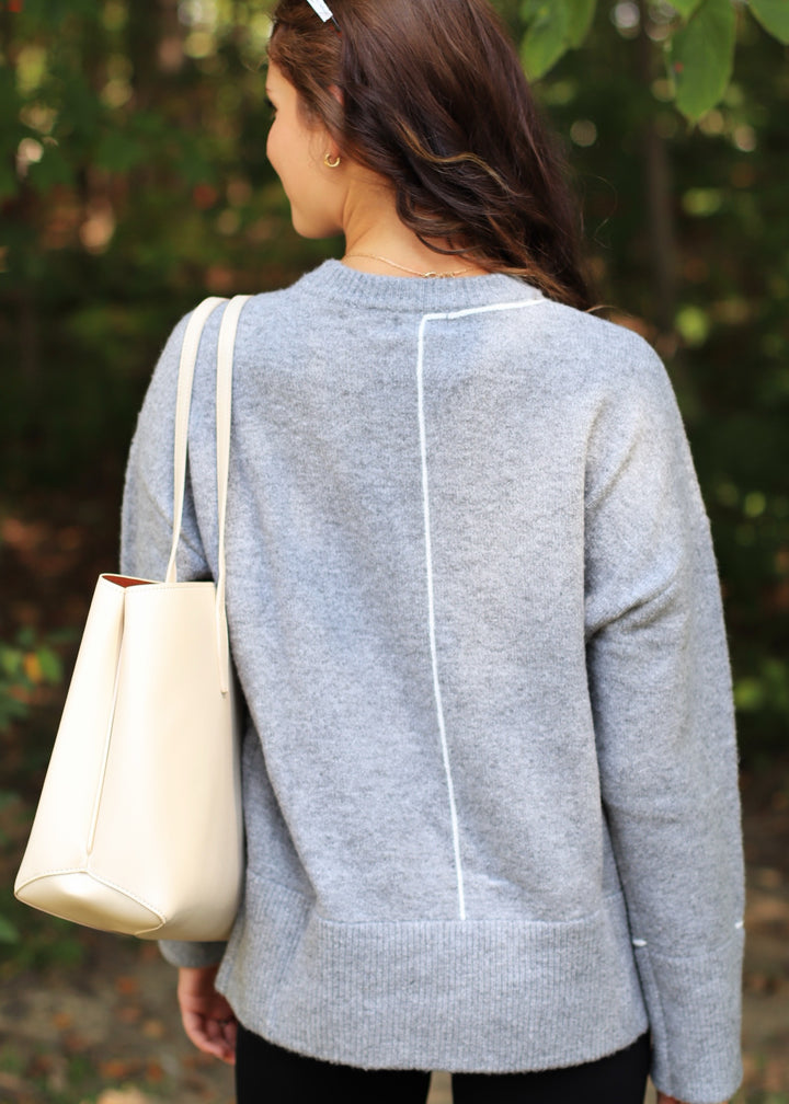 Lila Class Crew Sweater w/ Line Detail