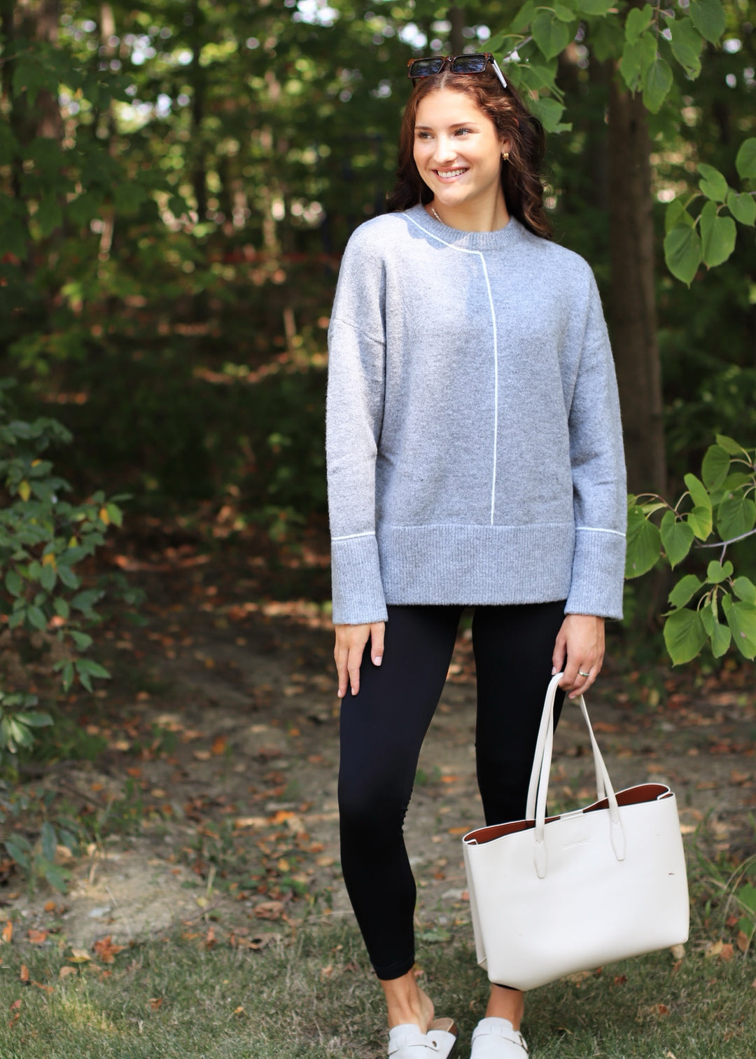 Lila Class Crew Sweater w/ Line Detail