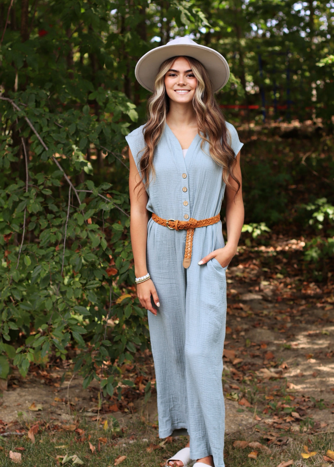 Georgie Gauze Button Down Jumpsuit