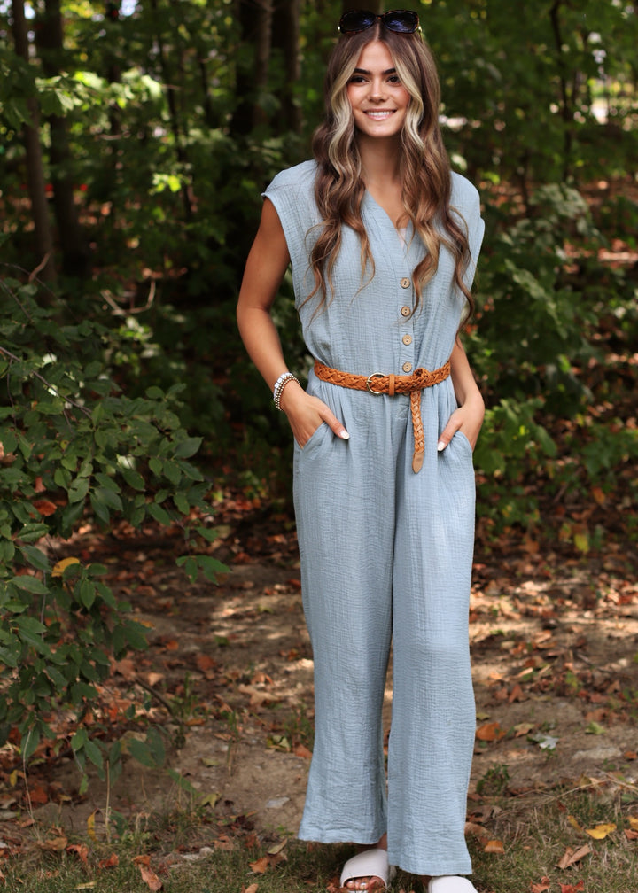 Georgie Gauze Button Down Jumpsuit