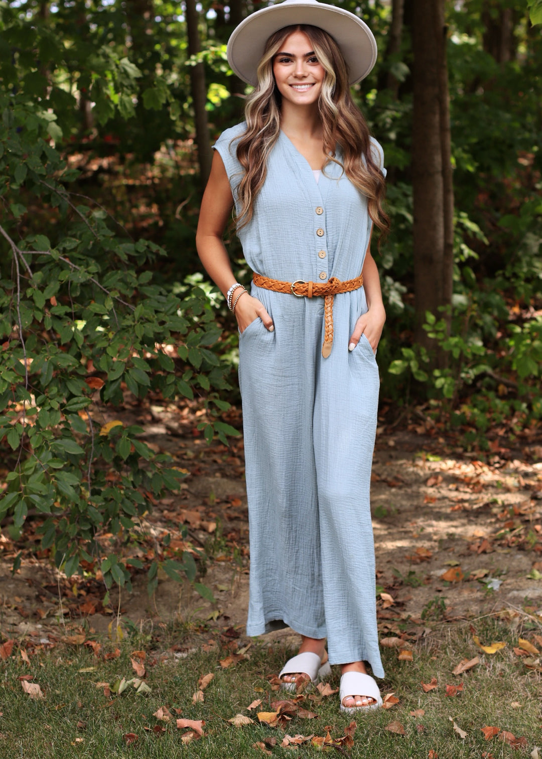 Georgie Gauze Button Down Jumpsuit