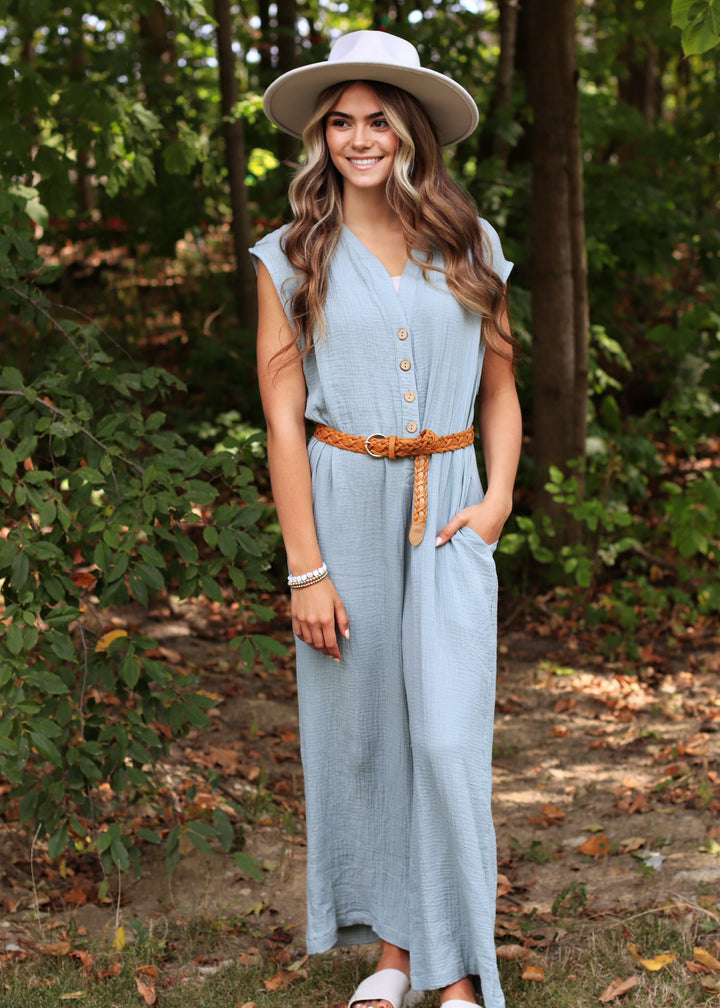 Georgie Gauze Button Down Jumpsuit