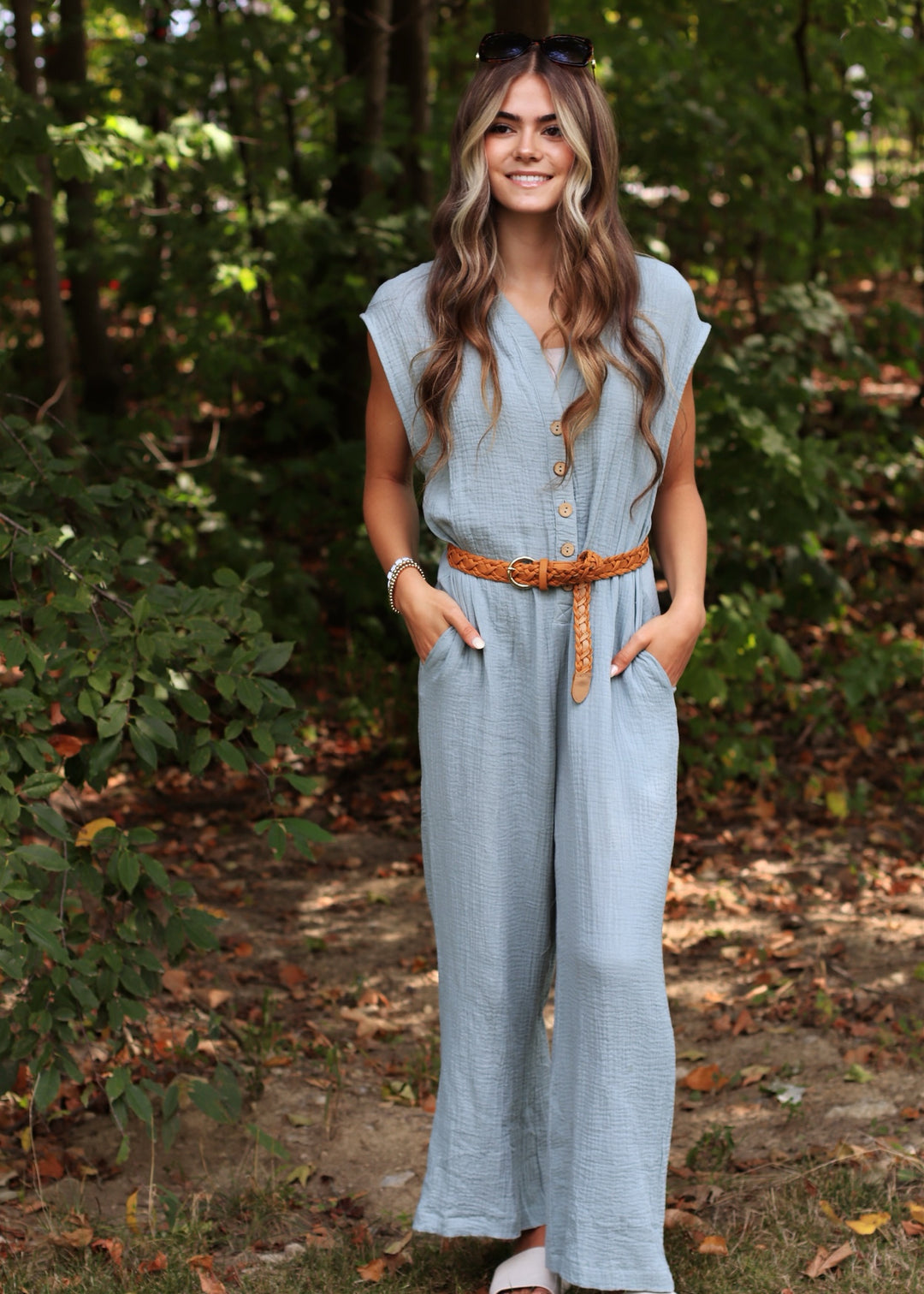 Georgie Gauze Button Down Jumpsuit