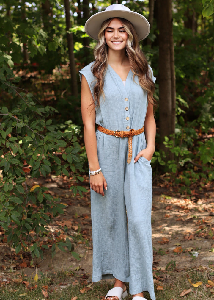 Georgie Gauze Button Down Jumpsuit