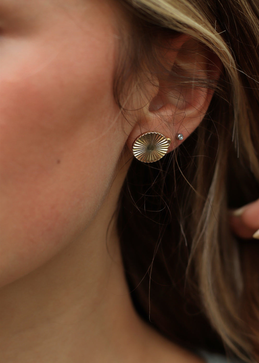 Sun Disc Stud Earrings