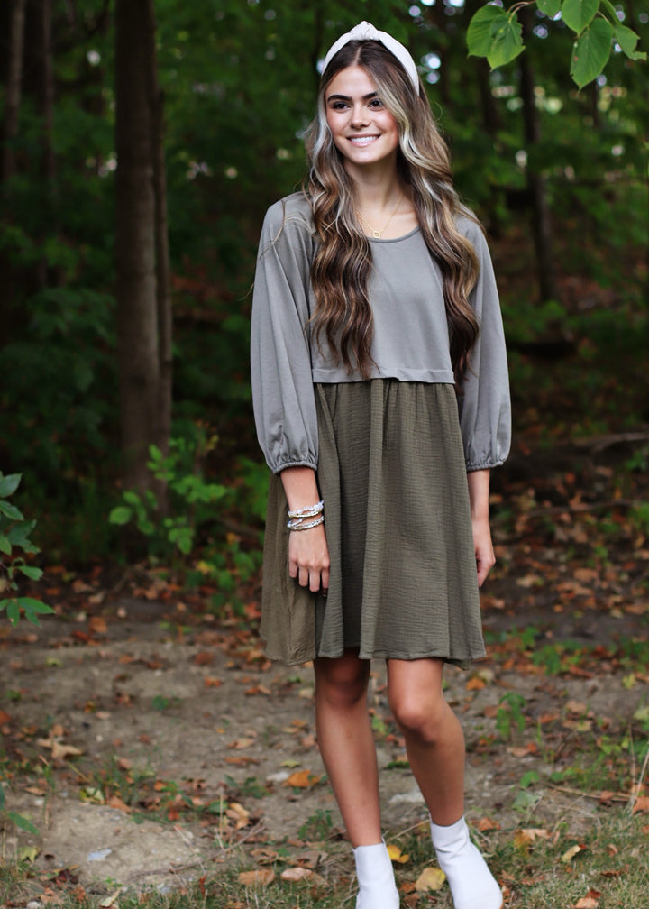 The Dawn Dress in Dusty Olive