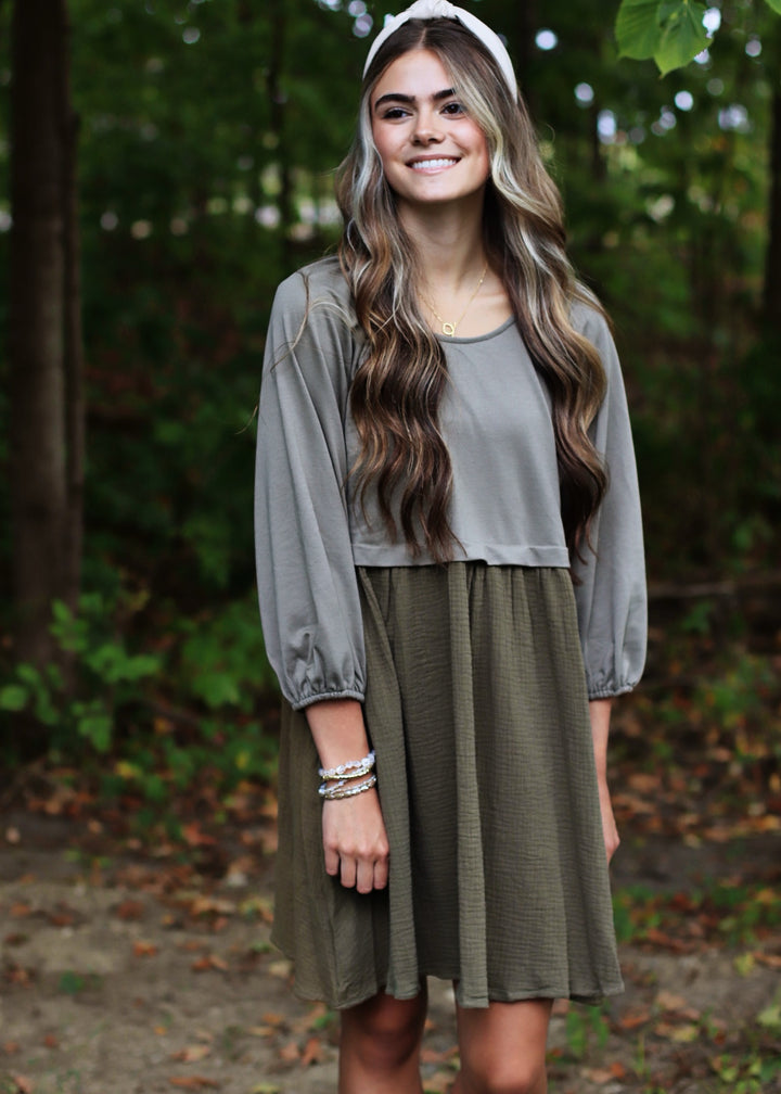 The Dawn Dress in Dusty Olive