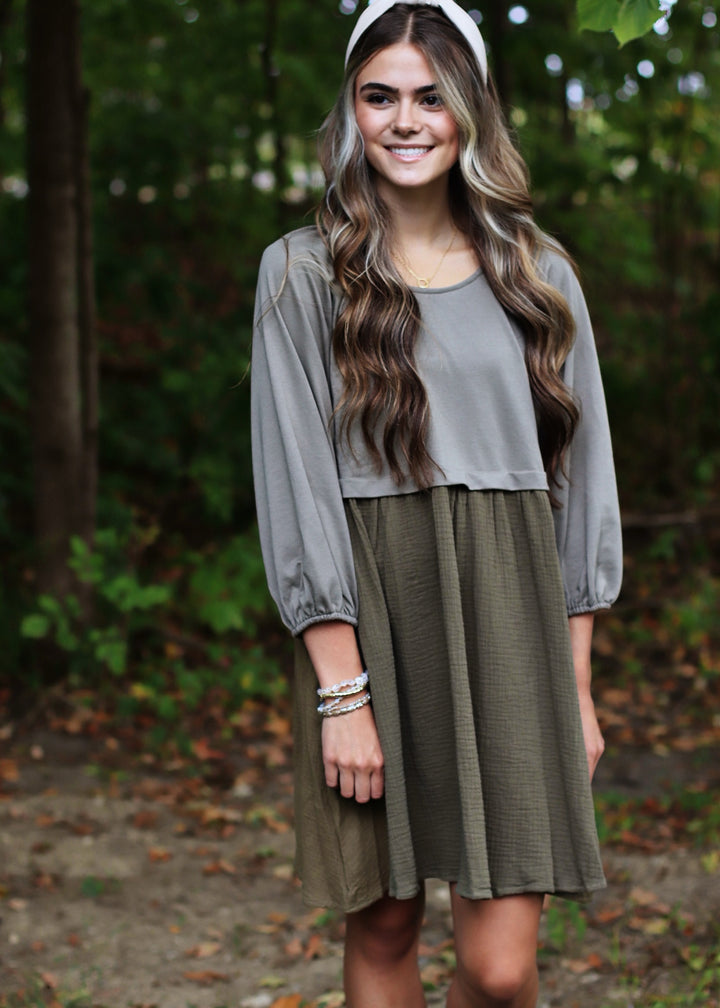 The Dawn Dress in Dusty Olive