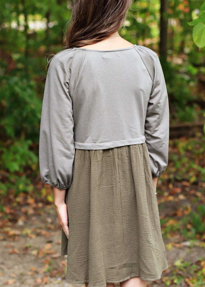 The Dawn Dress in Dusty Olive