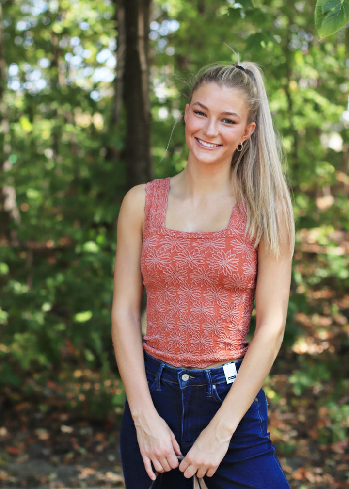 Vintage Rust Floral Seamless Tank