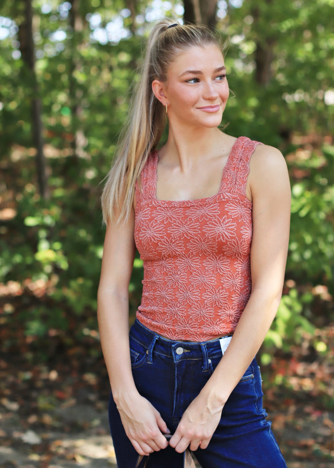 Vintage Rust Floral Seamless Tank