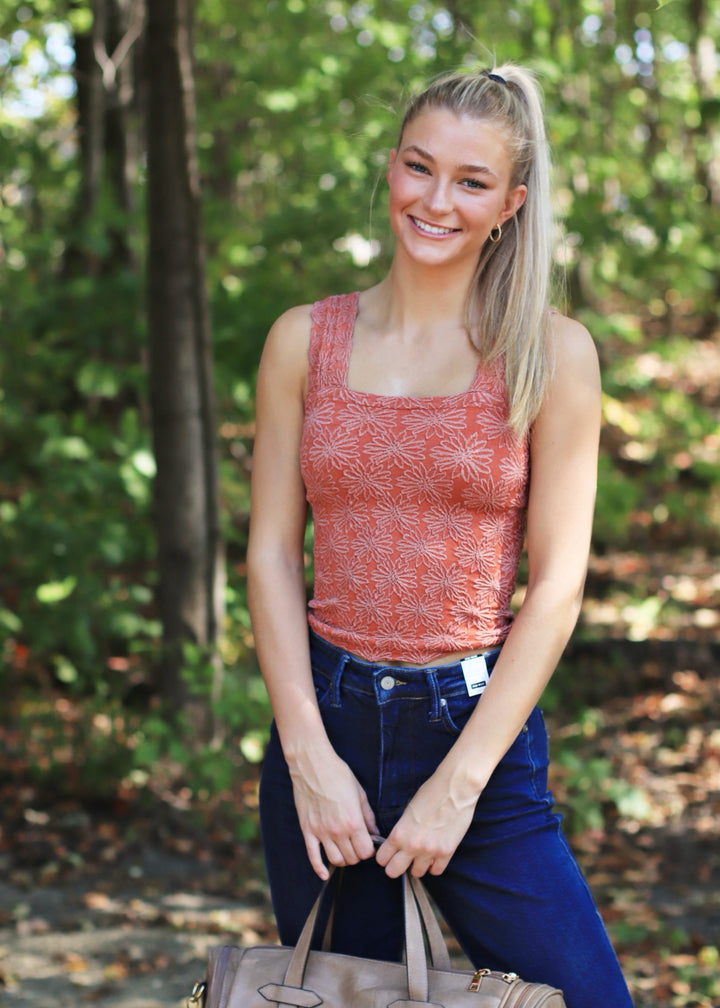 Vintage Rust Floral Seamless Tank