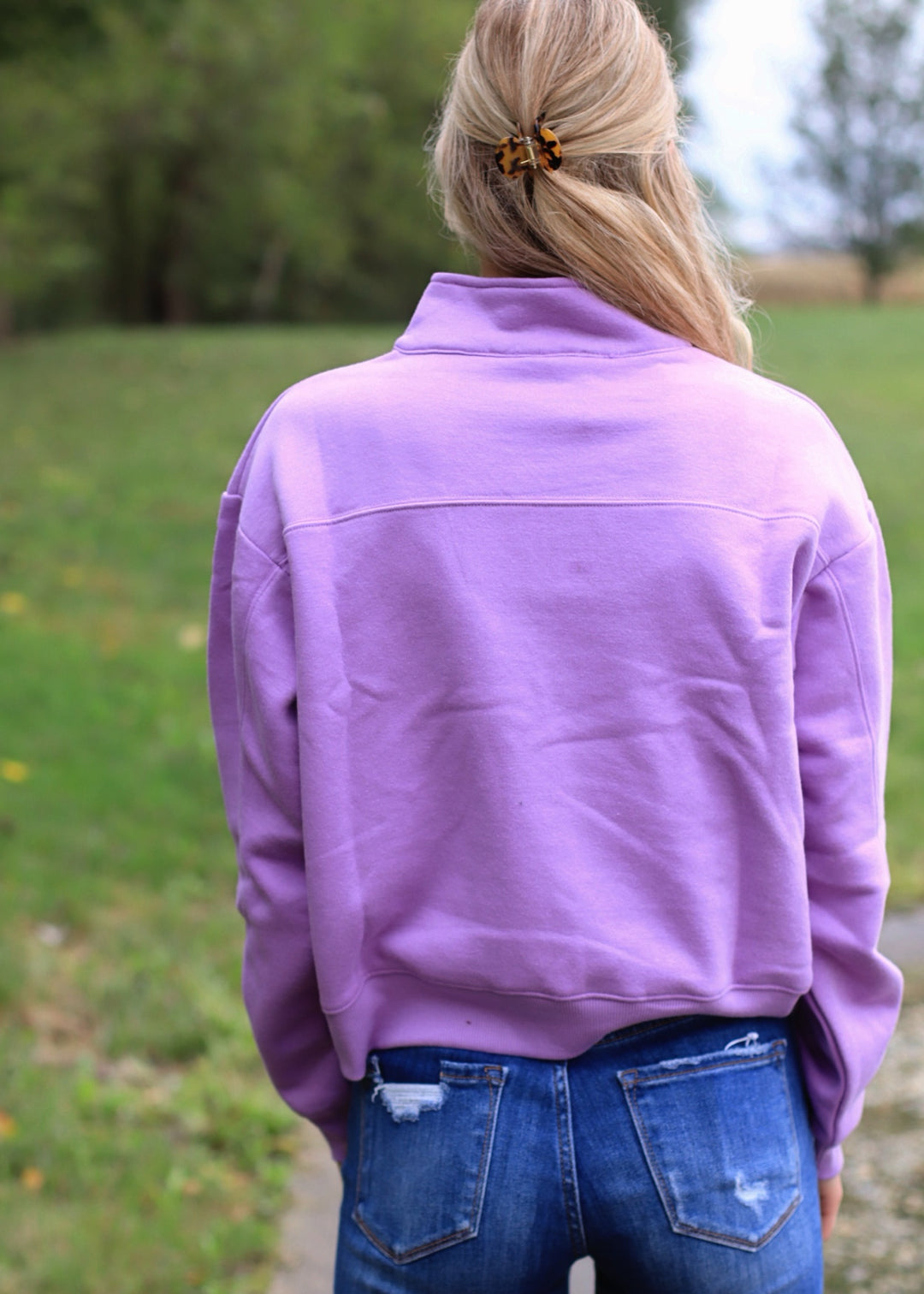 Lavender Half Zip Fleece Sweatshirt