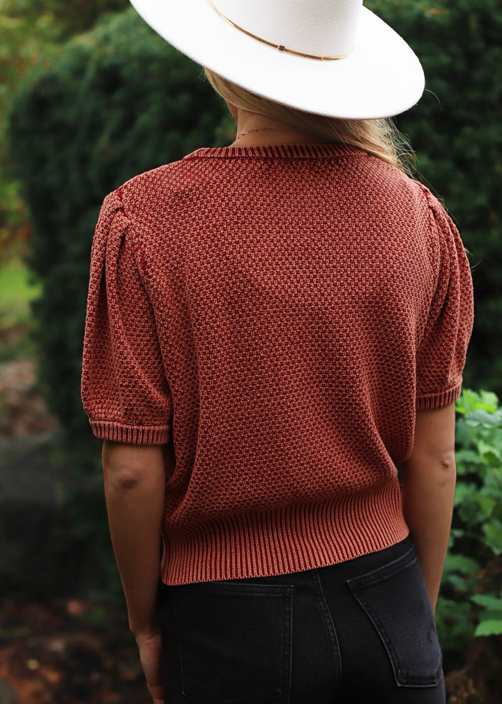 Russet Mineral Wash Sweater Top