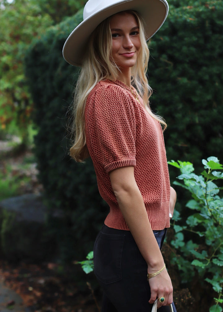 Russet Mineral Wash Sweater Top