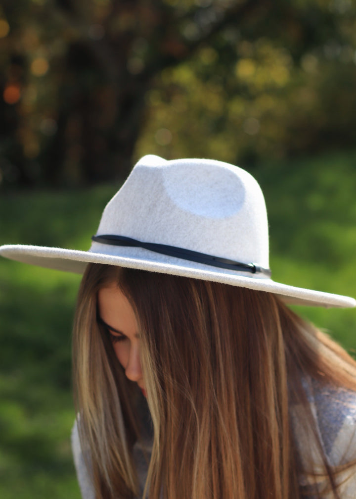 Thin Strap Flat Brim Fedora Hat