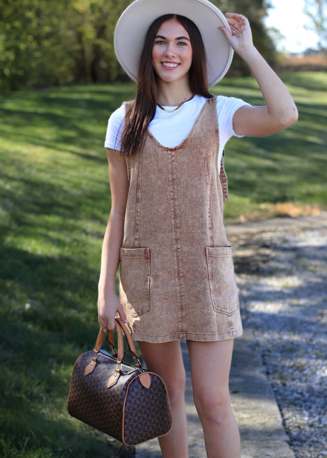 Rust Snow Wash Twill Overall Dress