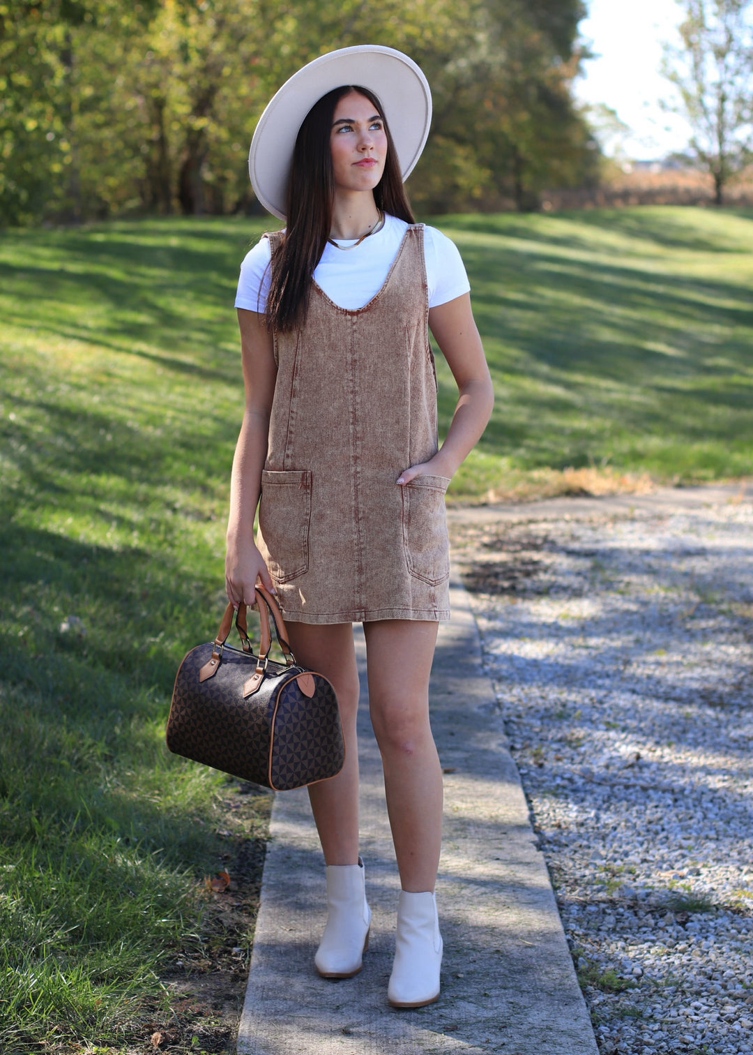 Rust Snow Wash Twill Overall Dress