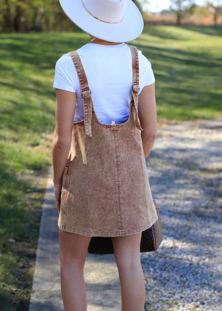 Rust Snow Wash Twill Overall Dress