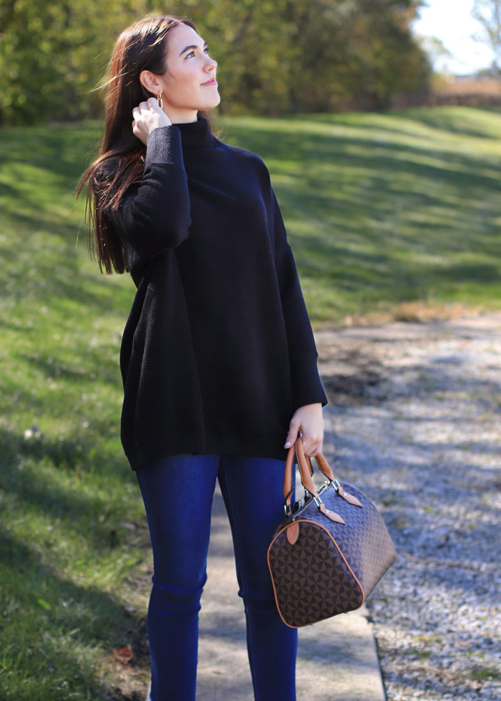 Ottoman Textured Sweater in Black