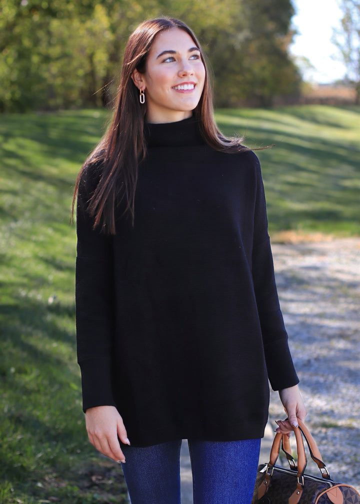 Ottoman Textured Sweater in Black