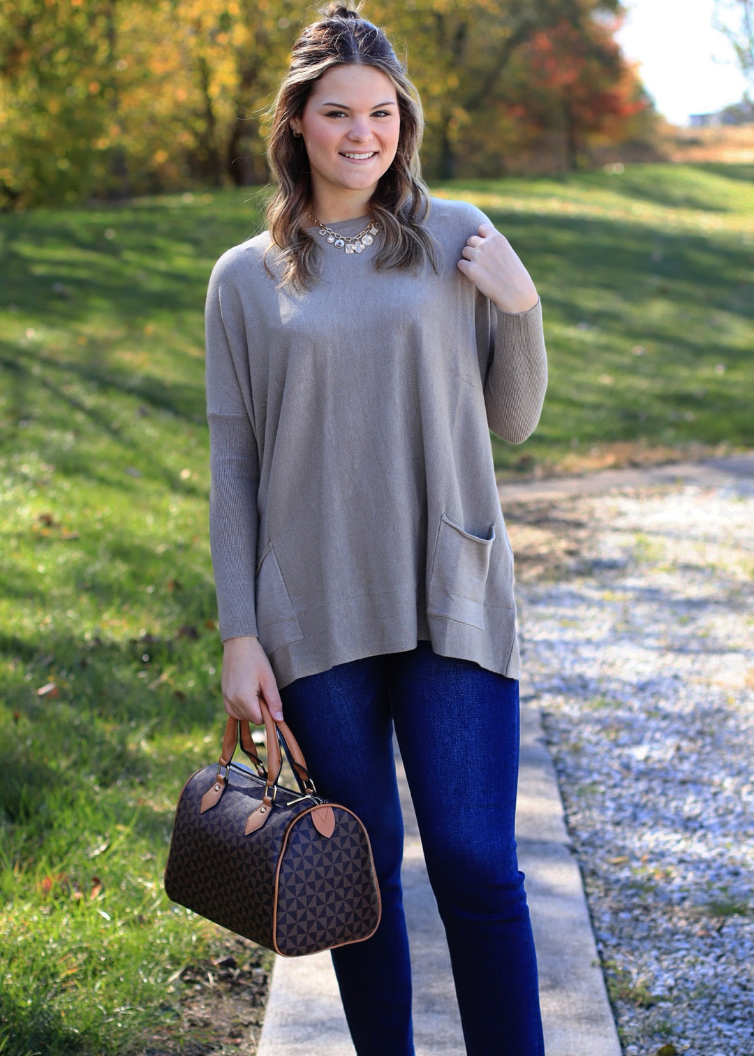 CLEARANCE FINAL SALE  Oversize Pocket Top in Mocha