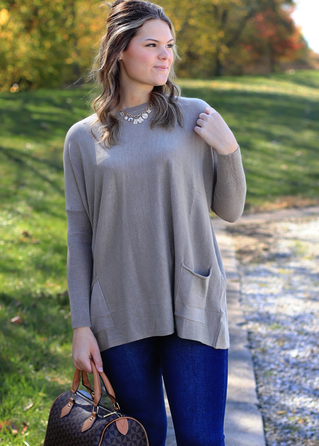 Oversize Pocket Top in Mocha