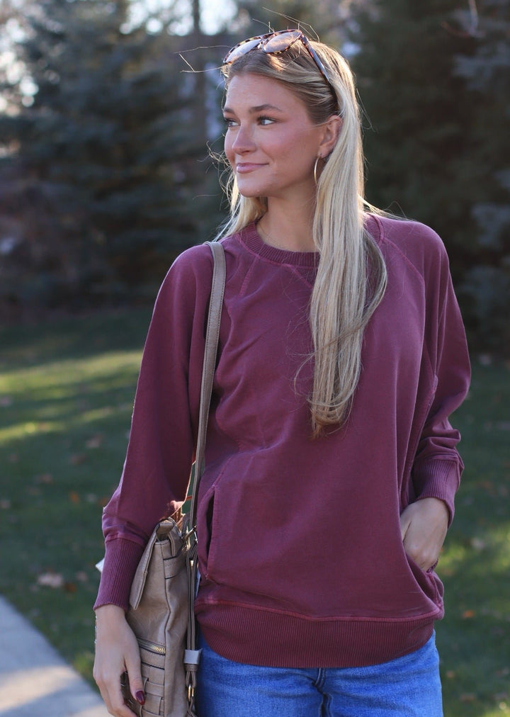 Pocket Pullover in Cabernet