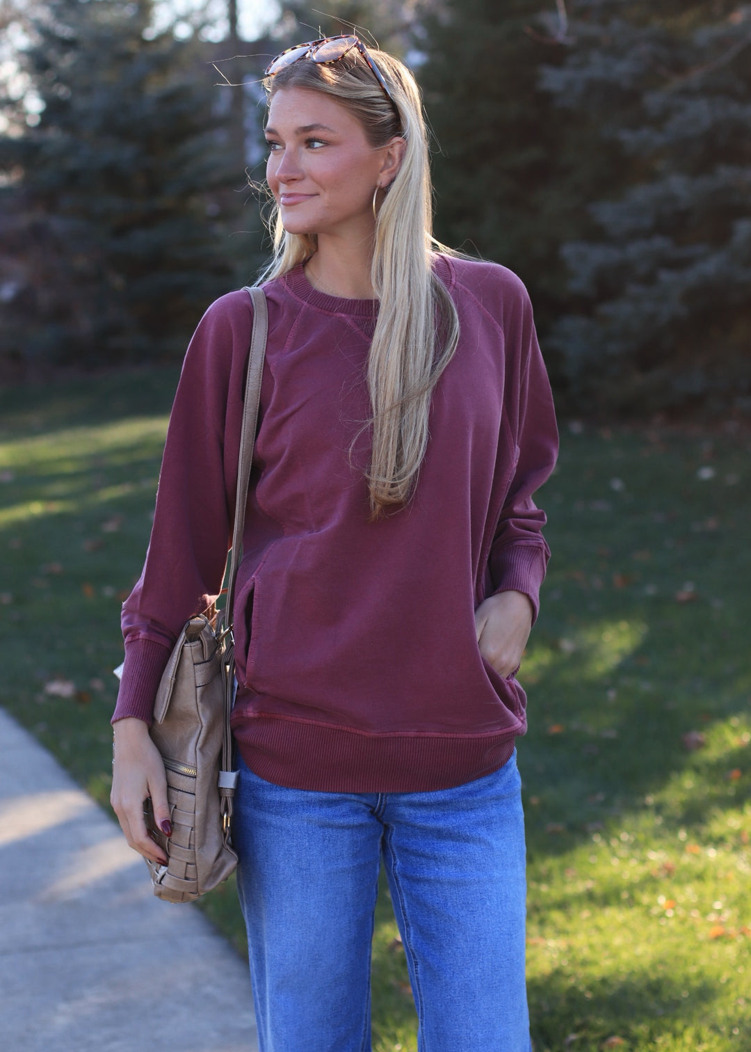 Pocket Pullover in Cabernet