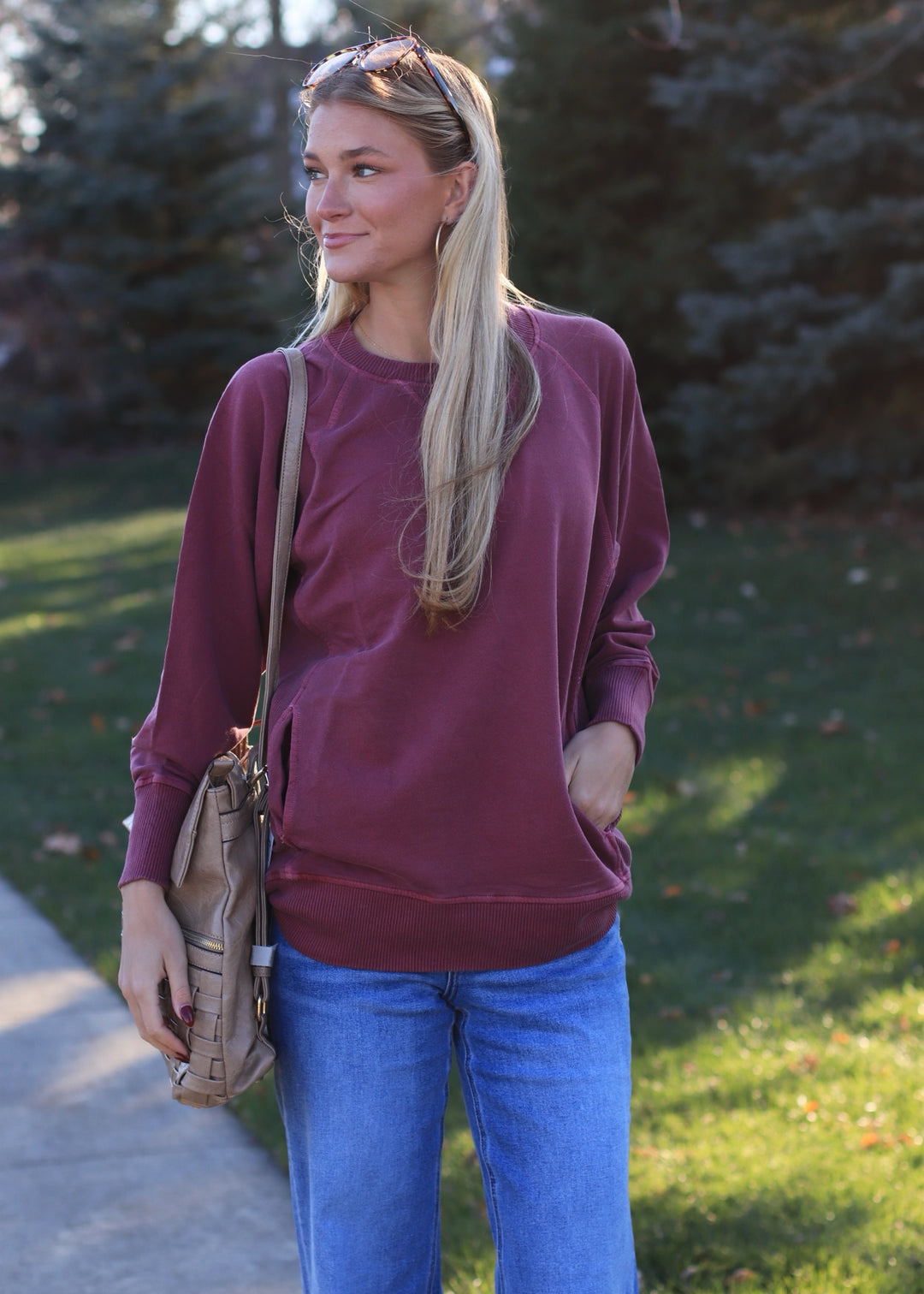 Pocket Pullover in Cabernet