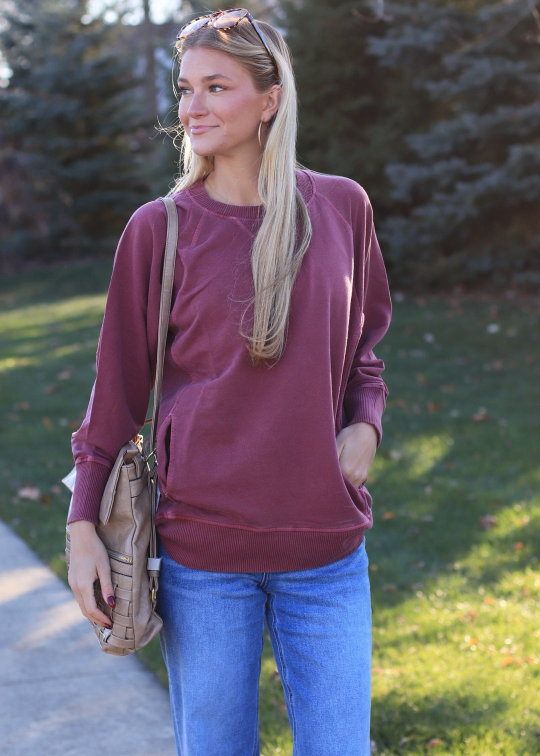 Pocket Pullover in Cabernet