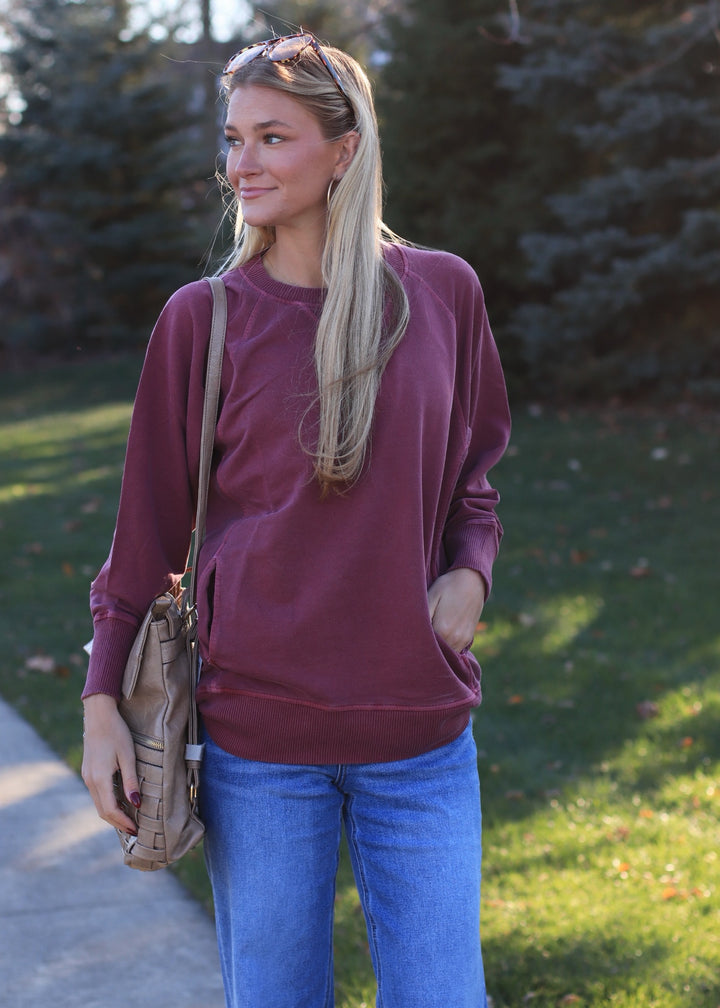 Pocket Pullover in Cabernet