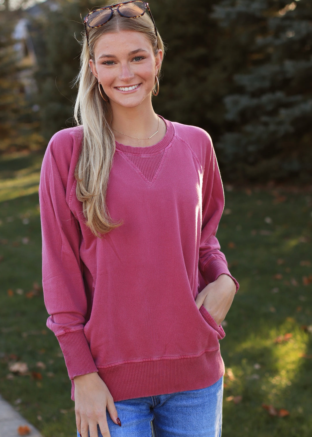 Pocket Pullover in Wine