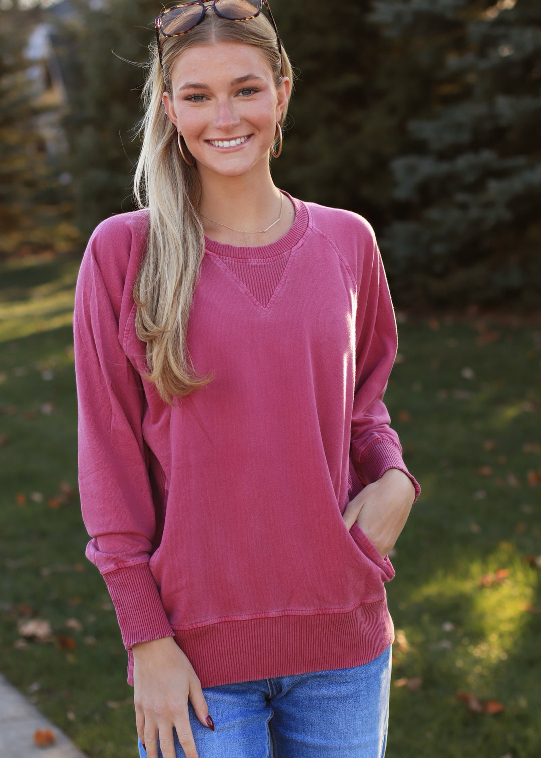 Pocket Pullover in Wine