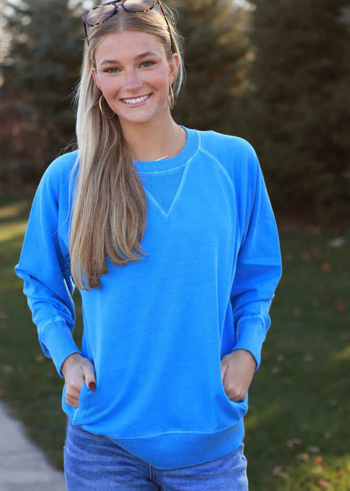 Pocket Pullover in Classic Blue