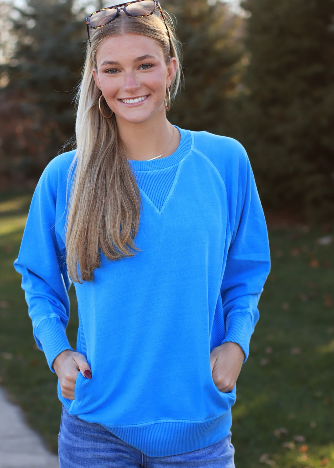 Pocket Pullover in Classic Blue