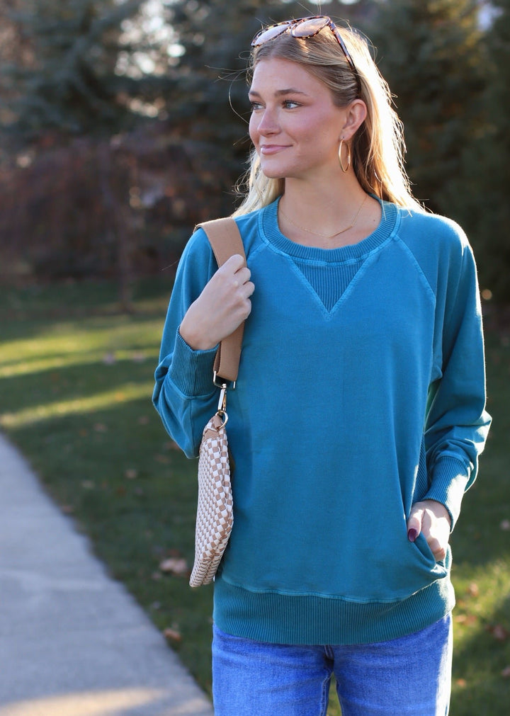 Pocket Pullover in Teal