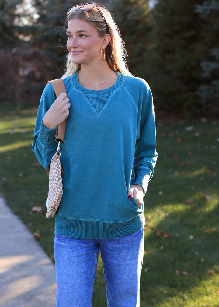 Pocket Pullover in Teal