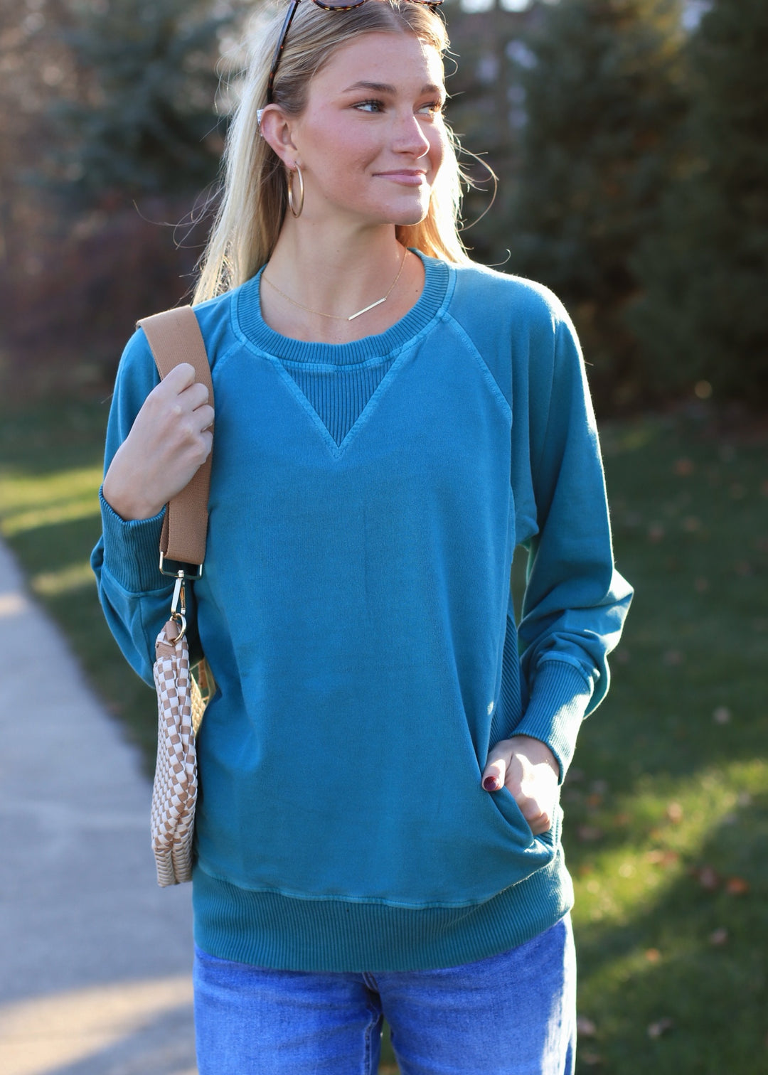 Pocket Pullover in Teal