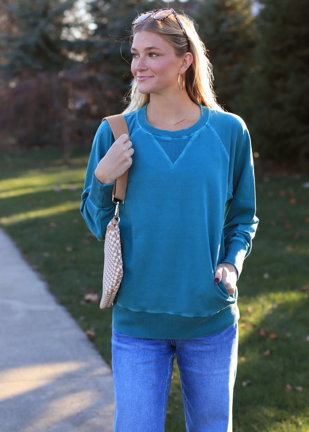 Pocket Pullover in Teal