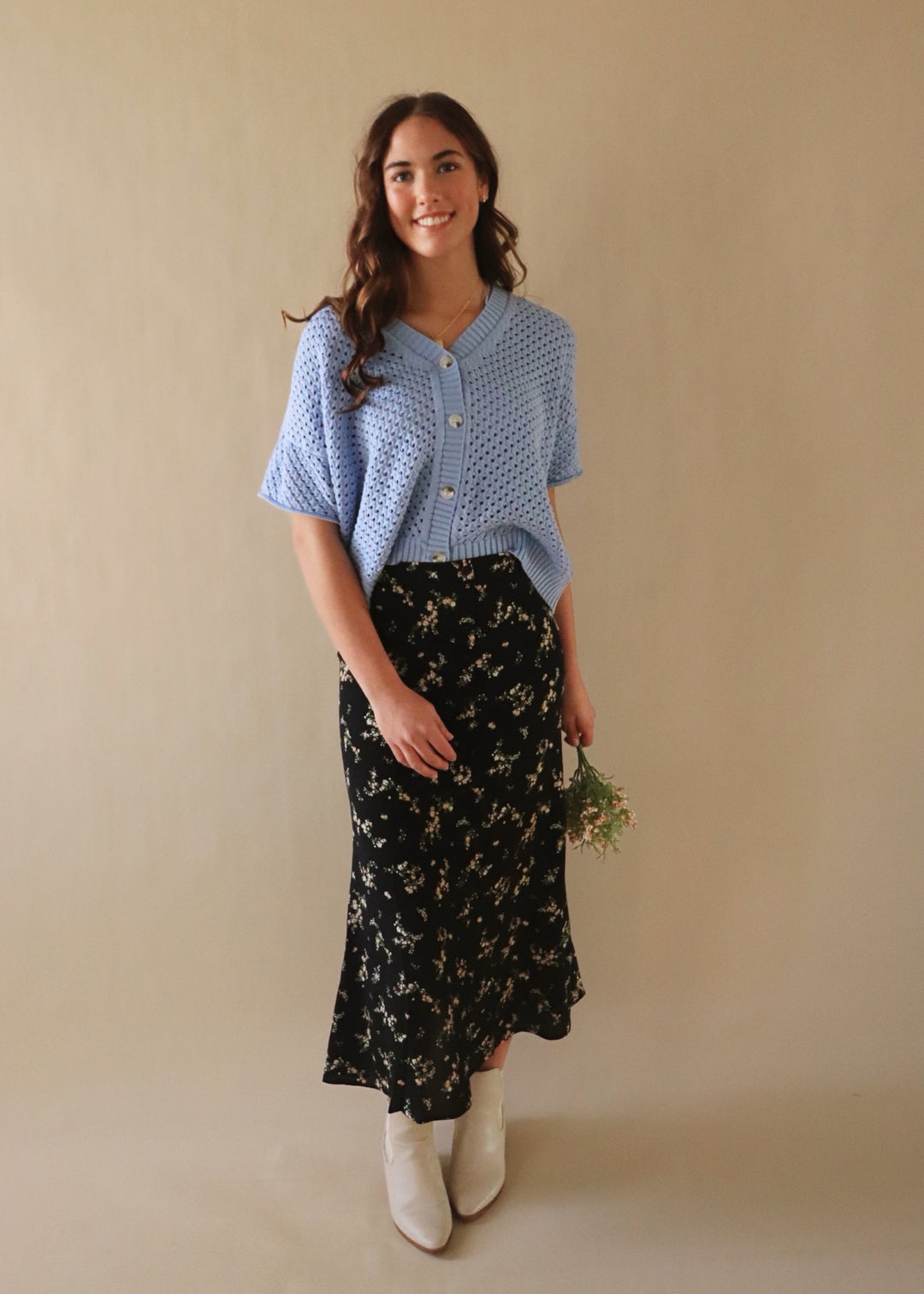 Erica Floral Button Down Midi Skirt