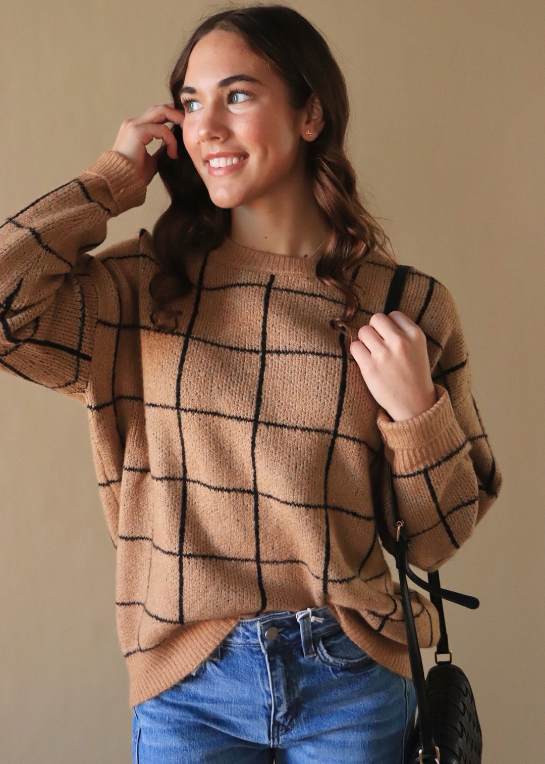 Renee Grid Print Sweater