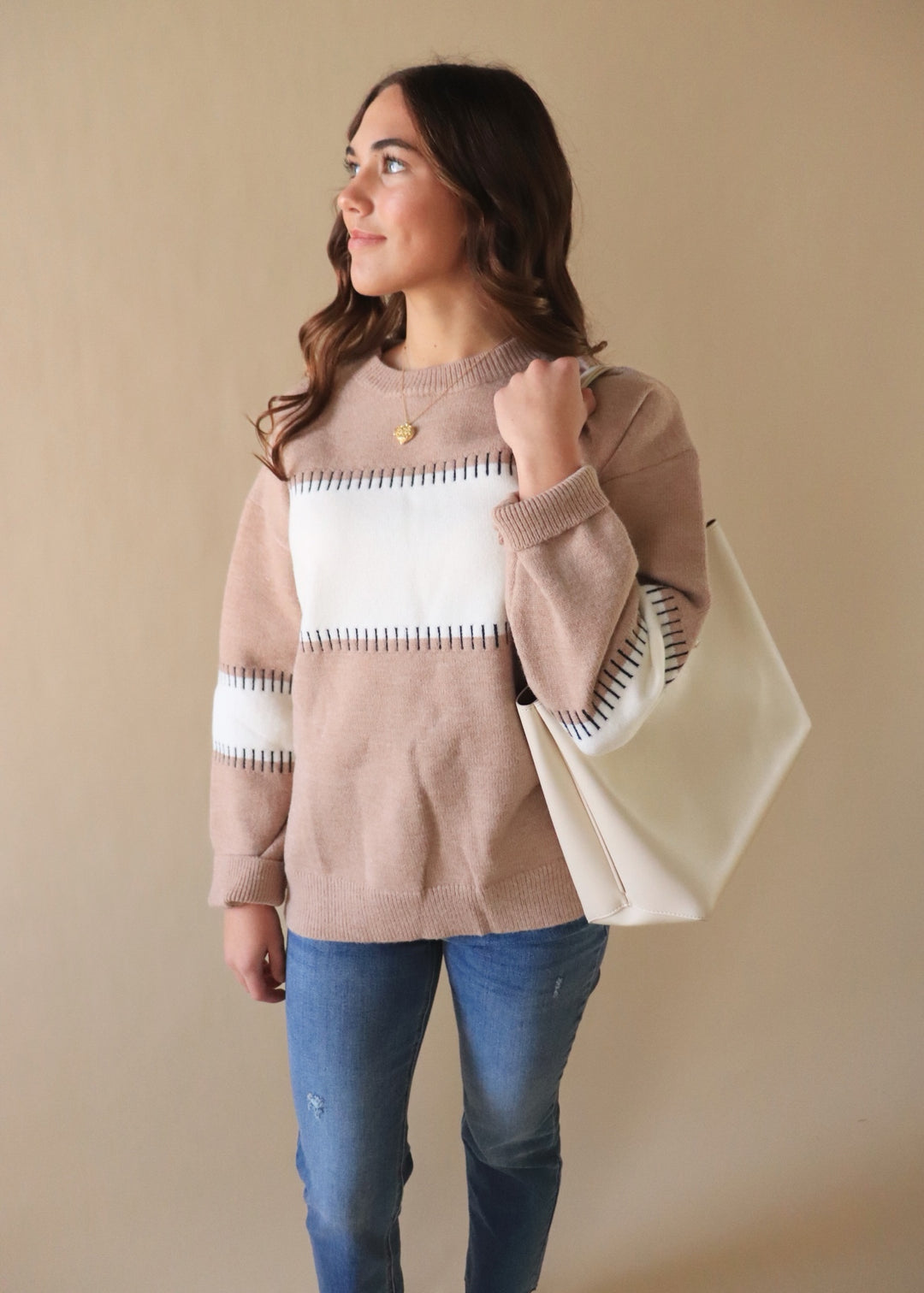 Stitched Color Block Sweater