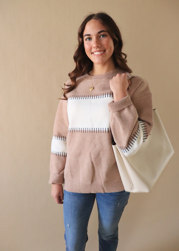 Stitched Color Block Sweater