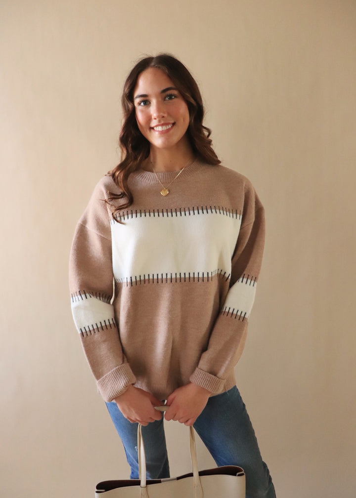 Stitched Color Block Sweater